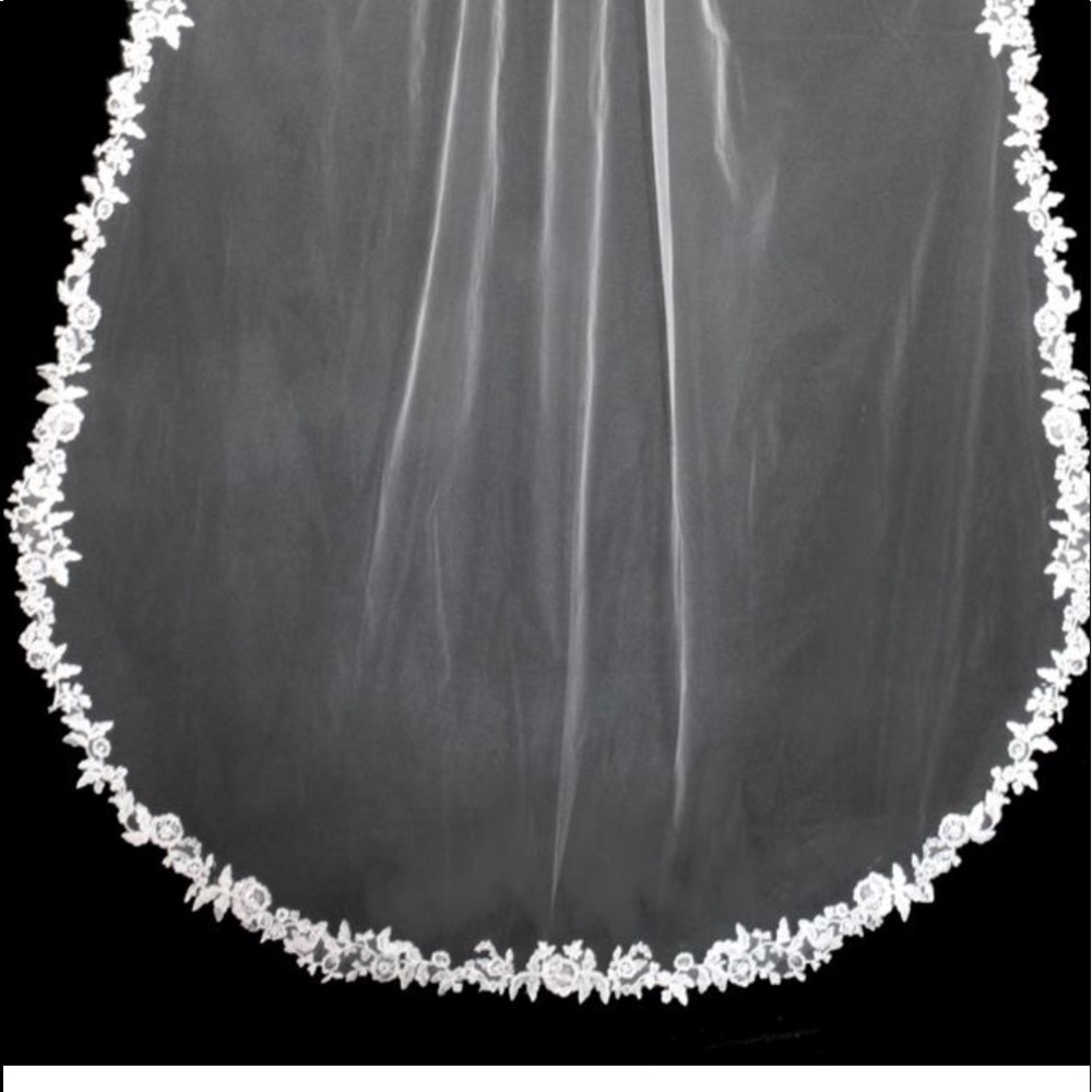 ivory French lace cathedral wedding veil
